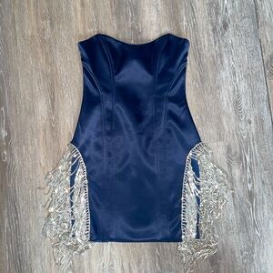 NWOT Oh Polly blue satin dress